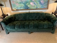 A Tufted Suede Sofa w/Nailhead Trim, Emerald Green