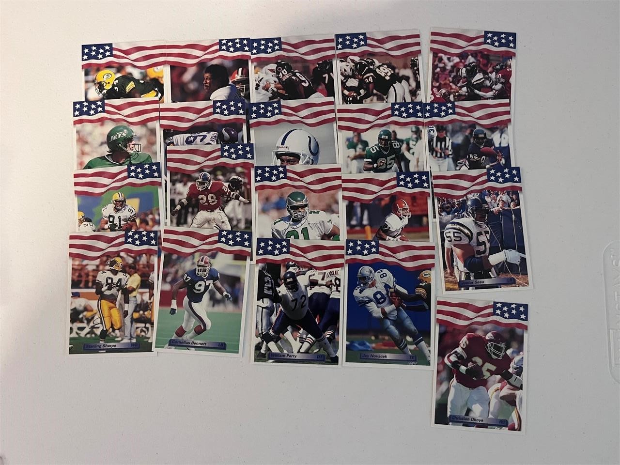 1992 Football 20 Cards Seau, Sharpe, Bennet, Perry