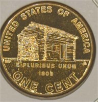 24k gold-plated 2009 Lincoln birthplace penny