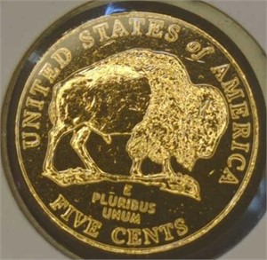 24K gold plated 2005 d Buffalo nickel