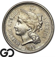 1865 Three Cent Nickel, BU++ Bid: 170 ** Lustrous!