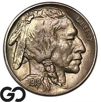 1919 Buffalo Nickel, Gem BU+ Bid: 335 ** Scarce!