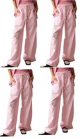 (L)-4Packs Women Y2k Stripe Print Long Pants