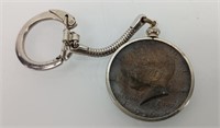 1964 90% silver half dollar coin keychain