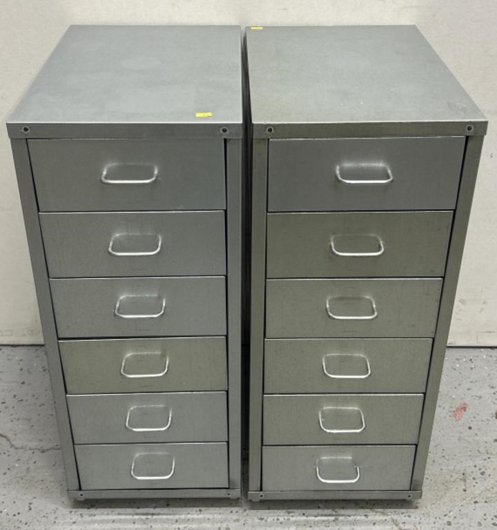 Pair Metal Industrial File Cabinets
