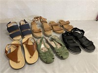 6 Pairs Of Women’s Sandals Gently Used Size 11