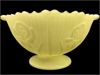 Yellow Milk Glass Bowl w/Embossed Irises