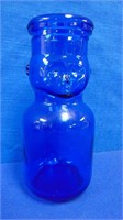 Cobalt Blue Baby Face Glass Cream 1/2 Pint Bottle