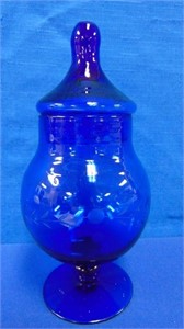 Cobalt Blue Glass Apothecary Jar With Lid