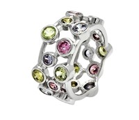Sterling Silver Multi Gemstone Crystal Ring