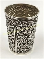 EIGHT 925 SILVER REPOUSSE FOLIATE DRINK TUMBLERS