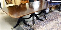 CIRCA 1900 GEORGIAN STYLE TRIPLE PEDESTAL TABLE