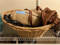 Wicker basket with purses