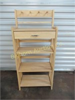 Wooden Shelf Unit w/ 1 Drawer & Peg Hangers