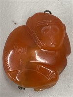 Vintage Hand-Carved Stone Monkey Pendant