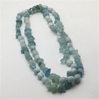 Blue Stone Beaded Necklace W Sterling Clasp