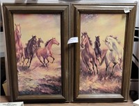 PAIR OF VTG. WOOD FRAMED HORSE PRINTS