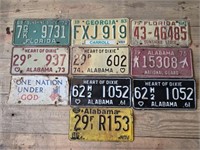 Lot of 10 Vintage 60s 70s License Plates
