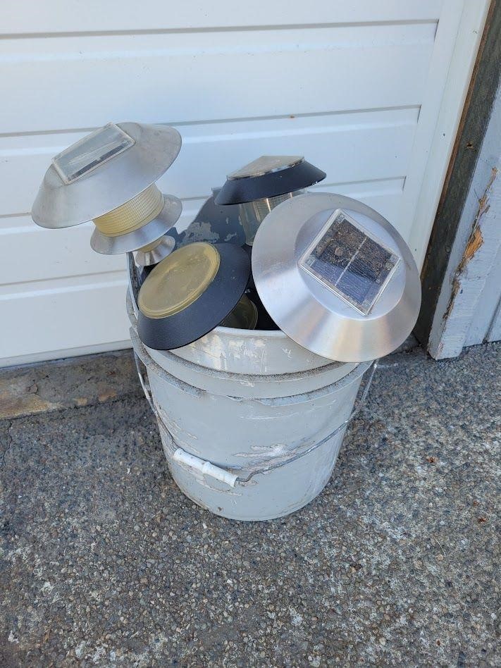 Bucket of Assorted Solar Light Spikes