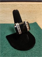 Vintage Estate Onyx and Silver Ring