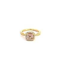 18K YELLOW GOLD 0.25CT DIAMOND 0.78CT MORGANITE RI