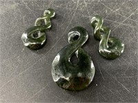 3 Pacific Island style jade pendants