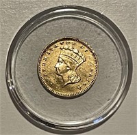 US 1874 GOLD $1 Type 3 edge damage