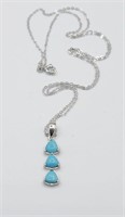 Sterling Silver 20in Blue Stone Necklace
