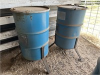 2-  55gal steel drum deer feeders