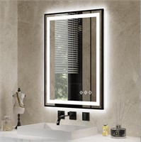 Vanpokins Led Bathroom Mirror, 24x32 Inch Black
