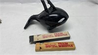 Wood Train Whistle & Seaworld Lunchbox lot