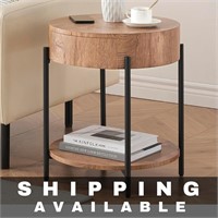 NEW Round End Table Side Table with Drawer