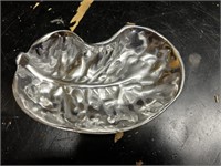 Authentic Pewter Leaf Tray Made in Mexico