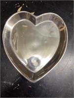 Authentic Pewter Heart Shaped Tray Made in Mexico