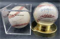 (I) Andre Dawson and Mark Grace signed baseballs