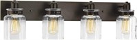 E7574  Wood Grip Vanity Light 4-Light LED Antique