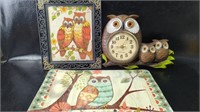 New Haven Owl Clock , Framed Owl Linen & Woodland