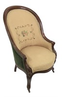 19th C Victorian Era Walnut Chair w Petit Point
