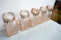 Rose Coloured Storage Jars