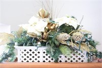 Large Wood Basket with Artificial Designer Floral