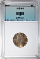 1906 LIBERTY "V" NICKEL, EMGC GEM BU