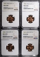 4-1960 L.D. LINCOLN CENTS, NGC MS-66 RED