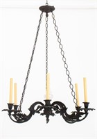 Italian Patinated Metal Six-Light Chandelier