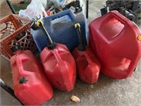 (4) Plastic Gas Cans & (1) Kerosene Can