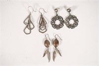Group, Three Pairs Sterling Silver Earrings