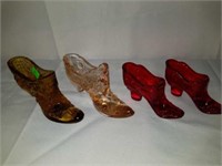 Lot of 4 Fenton More Handpainted Shoes Red