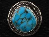 Sterling Silver Indian Ring w/Turquoise sz 7.5