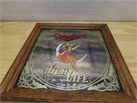 Miller High Life beer mirror sign.