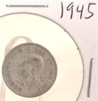 1945 Georgivs VI Canadian Silver Dime