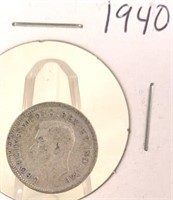 1940 Georgivs VI Canadian Silver Dime